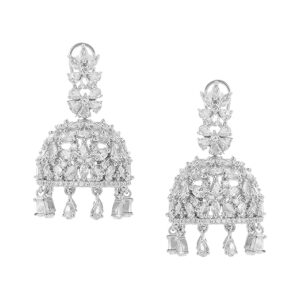 American Diamond Earrings for Women Rosegold Plated High Grade Authentic White AD Studded Jhumka/Jhumki Earrings for Women and Girls.