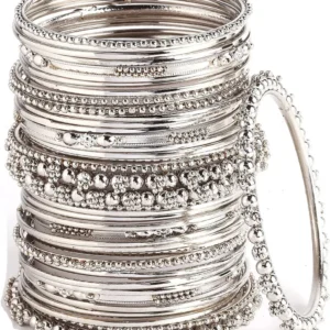 Silver Plated Oxidized Bracelet Bangles Set for Girls and Women