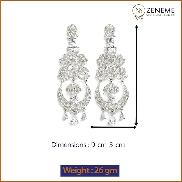 Floral Shaped American Diamond Dangle Chandelier Earring For Women And Girls - Image 3