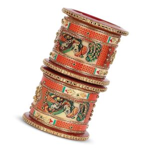 Chura Base Glittery Design Embroidery Fashion Designing Plastic Bridal Dulhan Rajasthani Bangle For Women