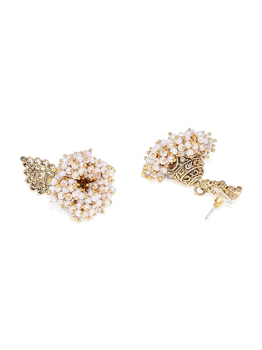 Antique Gold Tone Traditional Jhumki Earring For Women-ZPFK7450 - Image 3