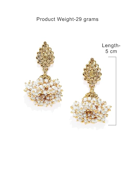 Antique Gold Tone Traditional Jhumki Earring For Women-ZPFK7450 - Image 5