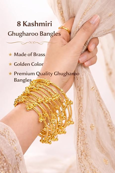 Traditional Kashmiri Ghungroo Latkan Bangles for Women and Girls|Set of 8 Pcs (SKU416) - Image 2