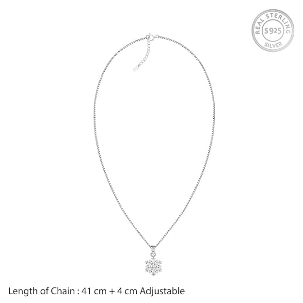 925 Silver Snowflake Necklace (Box Chain) | Gifts for Women & Girls | Authentic with Certificate & 6 Months Warranty - Image 5